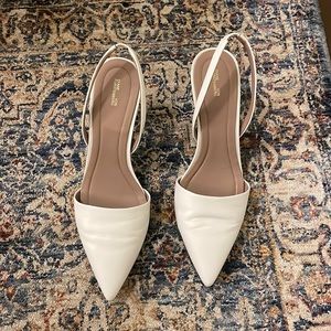 Diane von Furstenburg white sling back mules